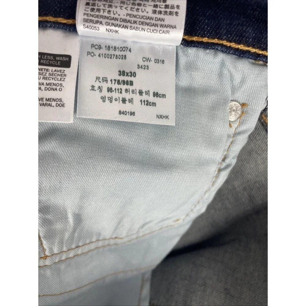 Levis 541 Athletic Taper Jeans Mens 38x30 Blue Dark Wash Fade Stretch NWT